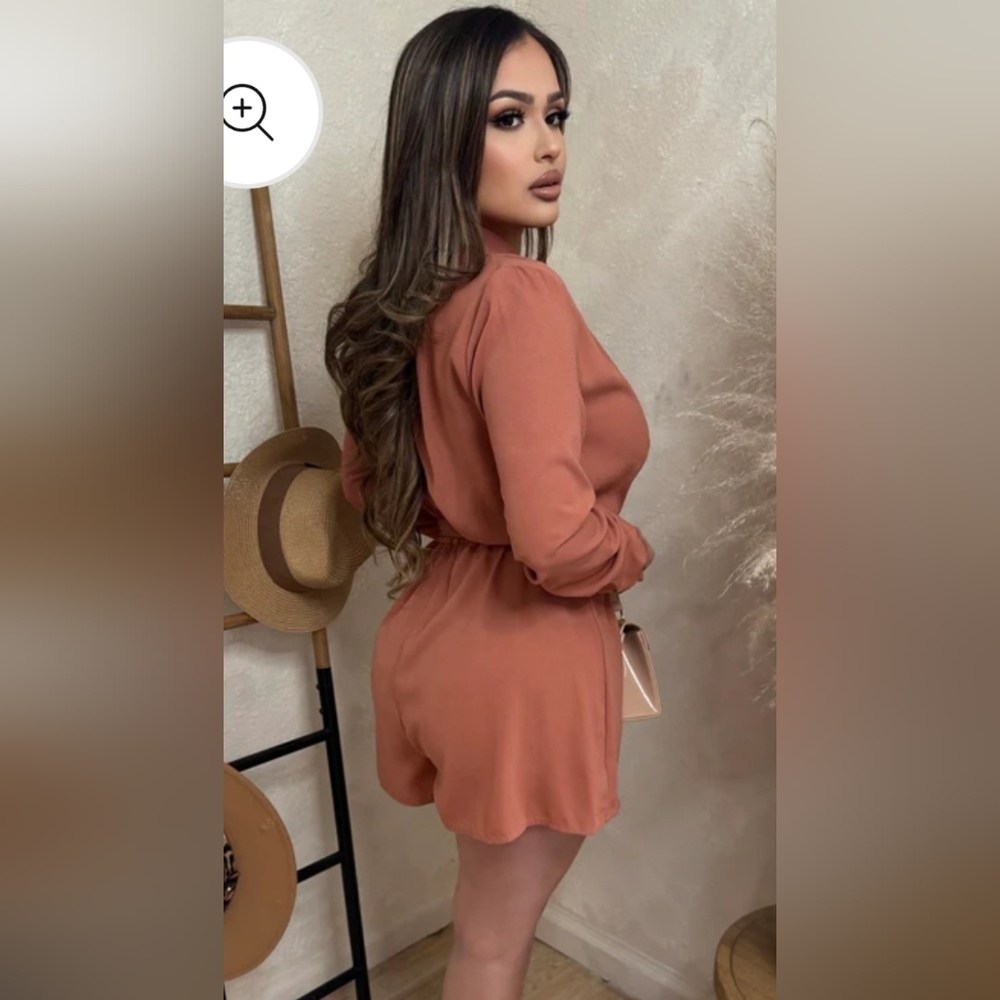 Long Sleeve Dusty Coral Romper